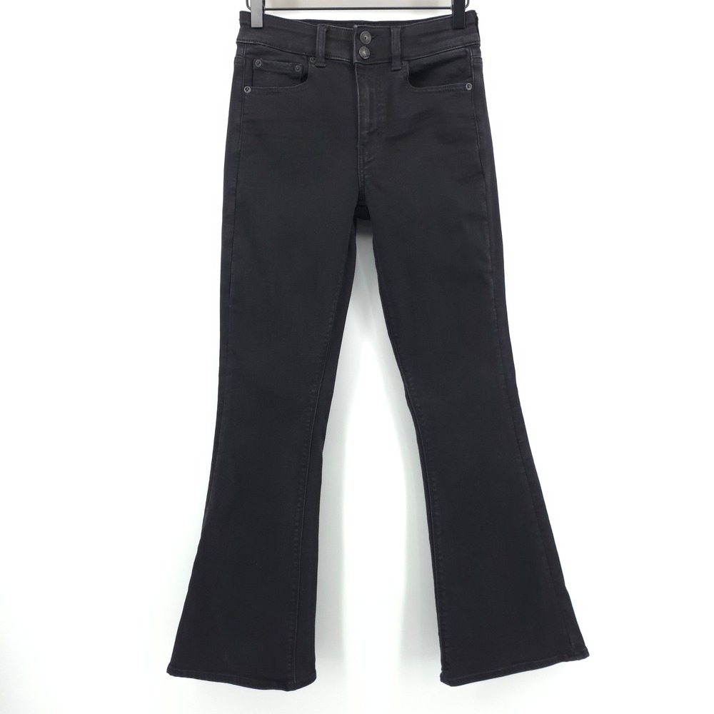 American Eagle Womens Jeans Hi-Rise Artist Flare 4 Short Black Stretch